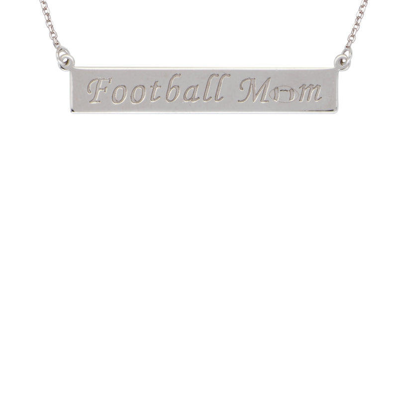 Sterling Silver Football Mom Bar Necklace